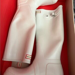 Hunter White Tall Rain Boots